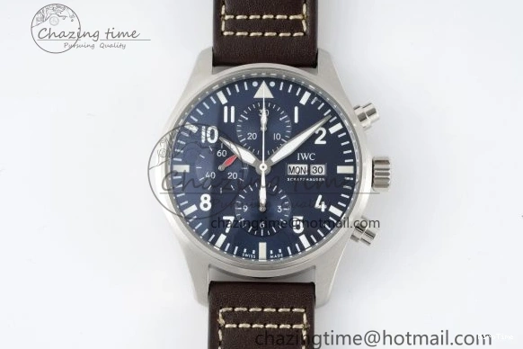 MIROTIME 0323 Pilot Chrono SS AZF 1:1 Best Edition Blue Dial on Brown Leather Strap A TimelessDesign 7060